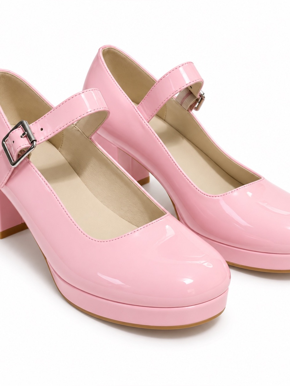Pink Patent Mary Jane Platform Block Heel Size 9.5 NWOT